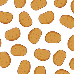 Seamless Potato Pattern. Transparent Background. Hand drawn potato doodle ideal for rustic designs, farm concepts, and organic product packaging