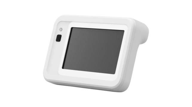 Modern smart device with digital screen isolated on transparent background