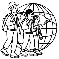 Obraz premium Couple holding a globe illustration