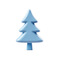 Fototapeta premium A stylized, light-blue, 3D-rendered Christmas tree with a smooth, glossy finish and simple, layered design