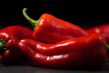 Vibrant red peppers with a dark moody background