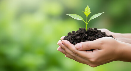 young plant in hands