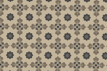 Beige background with dark gray floral and star patterns
