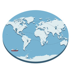 Vector art of isometric world map with global logistics network