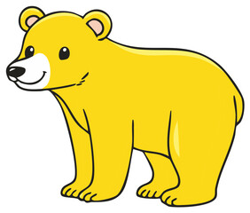 Fototapeta premium Cute Yellow Cartoon Bear Illustration Standing, Wildlife Mammal Image