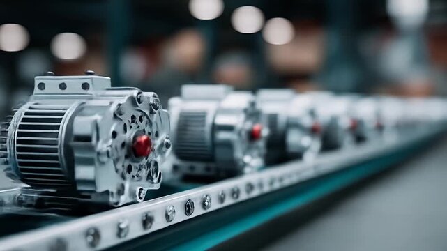 Assembled mechanisms with gears moving along an automated production line