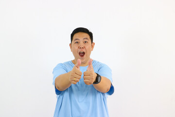 Man Gives Thumbs Up with Excited Expression