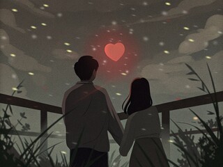 Illustration of a Valentine's Day parade in love