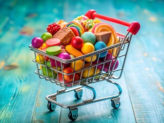 Shopping cart full of candies