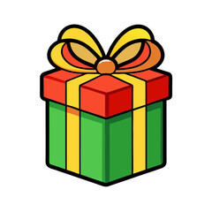Vector art of a vibrant gift box, adorned with a bright yellow bow, perfect for celebrating special occasions and spreading joy