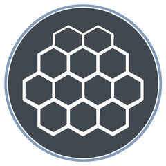 Honeycomb pattern illustration forming hexagon shapes within a circular design, simple and geometric