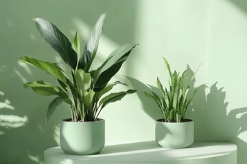 Soothing green, minimalist style pot depicting a perfect indoor decorative plant for a more lively and fresh atmosphere