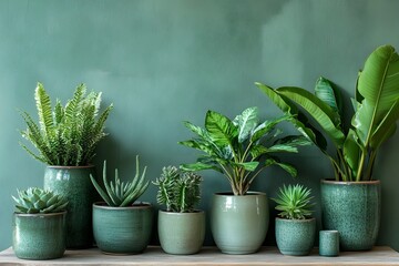 Soothing green, minimalist style pot depicting a perfect indoor decorative plant for a more lively and fresh atmosphere
