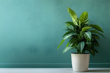 Soothing green, minimalist style pot depicting a perfect indoor decorative plant for a more lively and fresh atmosphere