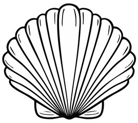 Elegant Black and White Seashell Illustration Simple Coastal Icon Design Marine Life Graphic Shell Outlines