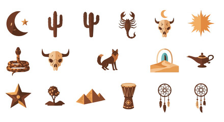Desert and mystical symbols collection for graphic design.