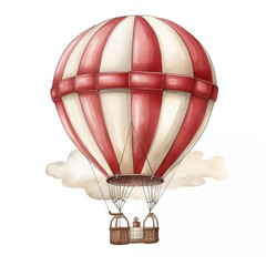 Airship, aerostat, hot air balloon watercolor image.