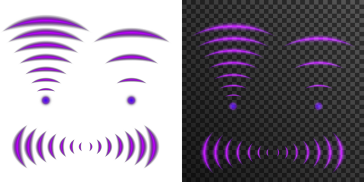 Concentric neon circles with glowing wave effect and digital radiowaves. Vibration, sound, Wi-Fi and water ripple in abstract futuristic vector design. Perfect for technology backgrounds and templates