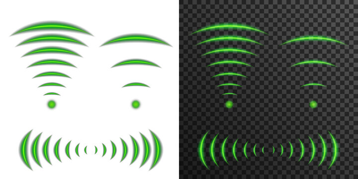 Futuristic digital wallpaper with circular glowing waves. Illustration of radio signal, vibration and echo location. Abstract neon design for posters, covers and web templates in modern style.