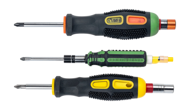 Screwdriver set variations isolated on transparent background
