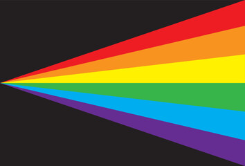 Abstract vector illustration of rainbow colored beams radiating outward on a black background