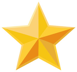 Fototapeta premium Shiny Golden Five Pointed Star Icon with Radial Gradients and Sharp Edges