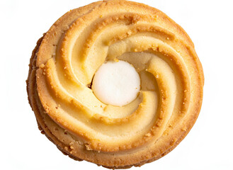 Round swirled cookie with creamy filling isolated biscuit isolated on a transparent background