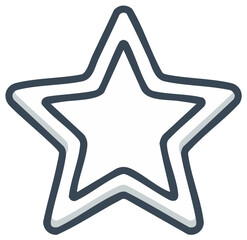 Stylized Star Shape with Dark Blue Outline and White Interior, Single Object Symbol