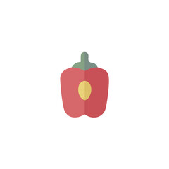 A 2D icon eggplant Vector illustration, flat design, animation design, minimalist design, clipart, EPS format, A Simple flat 2D icon of bell pepper illustration isolated on a transparent background. 