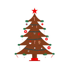 A Christmas tree cookie illustration, digital painting, Christmas tree cookie illustration in watercolor style, isolated on a white background, Christmas collection, EPS format design