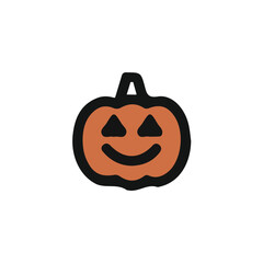 A Simple flat 2D icon glowing jack-o'-lantern illustration isolated on a white background, vector, flat design, animation design, simple flat 2D icon, minimalist design, clipart