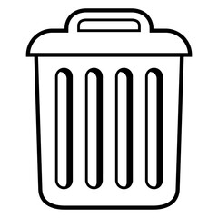 Icono cubo de basura con líneas 