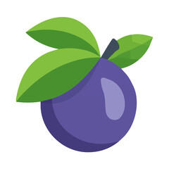 A plum, My Simple flat 2D icon isolated on a white background, flat design, vector, flat design, animation design, flat 2D icon, minimalist design. EPS format