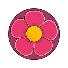 A Simple flat 2D icon bacheloras button flower isolated on a white background, vector, flat design, animation design, simple flat 2D icon, minimalist design, clipart	