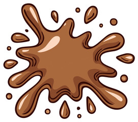 Cartoon illustration of a brown splash with droplets