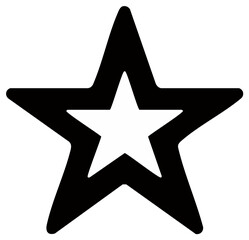 Fototapeta premium Layered Star Vector Icon Black Outline White Center, Simple Star Shape Graphic, Flat Design