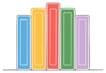 Fototapeta premium Colorful illustrated books lined up neatly representing education literature and knowledge