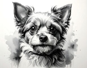 Dog portrait, monochrome