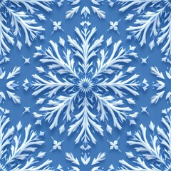 White and Blue Snowflake Geometric Pattern Texture