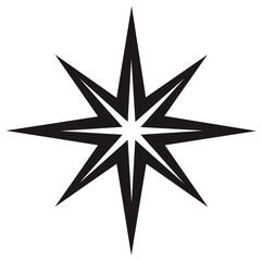 Obraz premium Eight Point Star Design Black and White Symbol Celestial Navigation