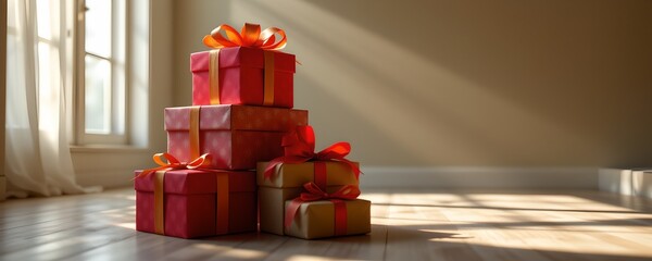Stack Gift Boxes with Opening Light Beams