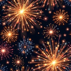 Naklejka premium Dark Festive Fireworks Burst Pattern