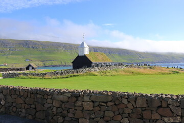 the Church of Sandur, Sandoy Island, Faroe Islands, Denmark