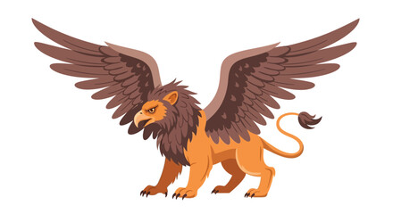 Obraz premium Majestic Griffin with Spread Wings - A Mythical Creature Illustration.