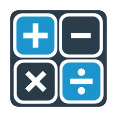 Calculator icon template simple math symbols plus minus multiply divide buttons app - Vector illustration logo template