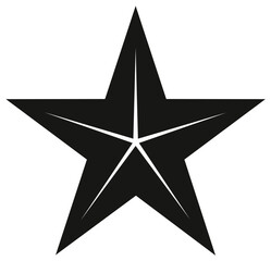 Fototapeta premium Stylized Star Shape Graphic Black Five Pointed Star with Pointed Arms and Thin White Interior Lines