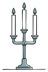 Fototapeta premium Simple drawing of a three-branched candlestick with lit candles
