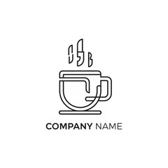 Obraz premium Minimalist Line Art Coffee Cup Logo with Steam.