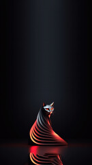 vertical banner featuring the Maneki Neko (lucky cat) figurine, emphasizing its classic black and red colors. Maneki Neko lucky cat black red vertical story