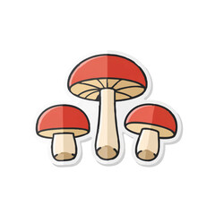 Three Mushrooms in Cute Cartoon Style


